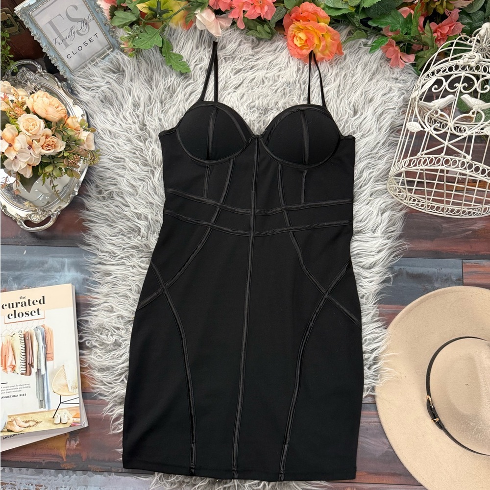 Blashe Black Corset Bustier Mini Dress Bodycon Clubwear Y2K Party Going Out Dres - Picture 12 of 12